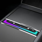 Center Console USB Hub with Ambient Lighting for Model 3 Highland/New Model Y Style 1 (USB-C & Lightning Pull-Out Cable)