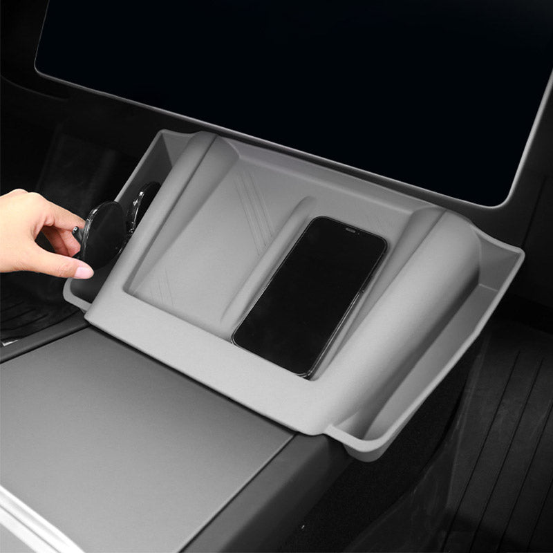 Center Console Wireless Charging Pad with Side Pockets For Tesla Model 3 Highland & Model Y Juniper - Teskay