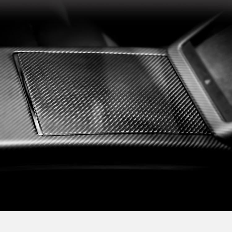 Center Panel Storage Box Dry Carbon Fiber Overlay for Tesla Model S/X 2021+ - Teskay