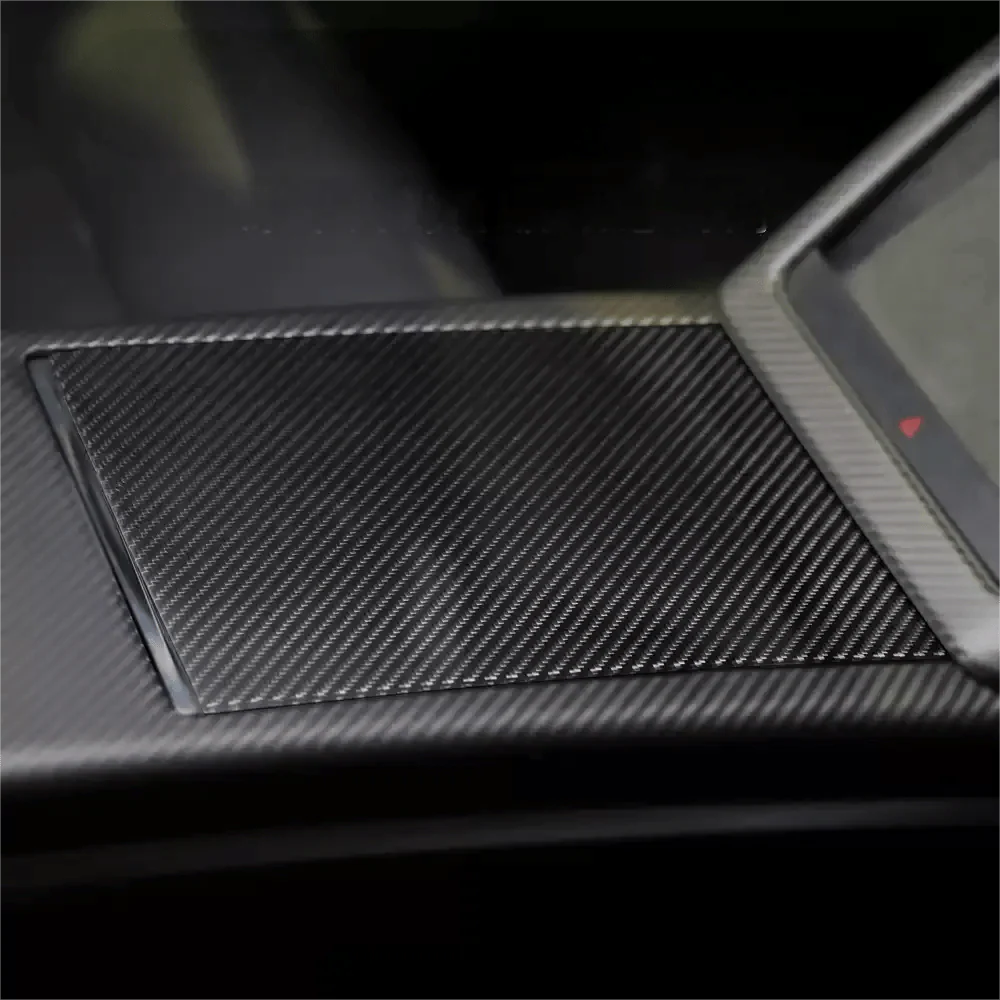 Center Panel Storage Box Dry Carbon Fiber Overlay for Tesla Model S/X 2021+ - Teskay