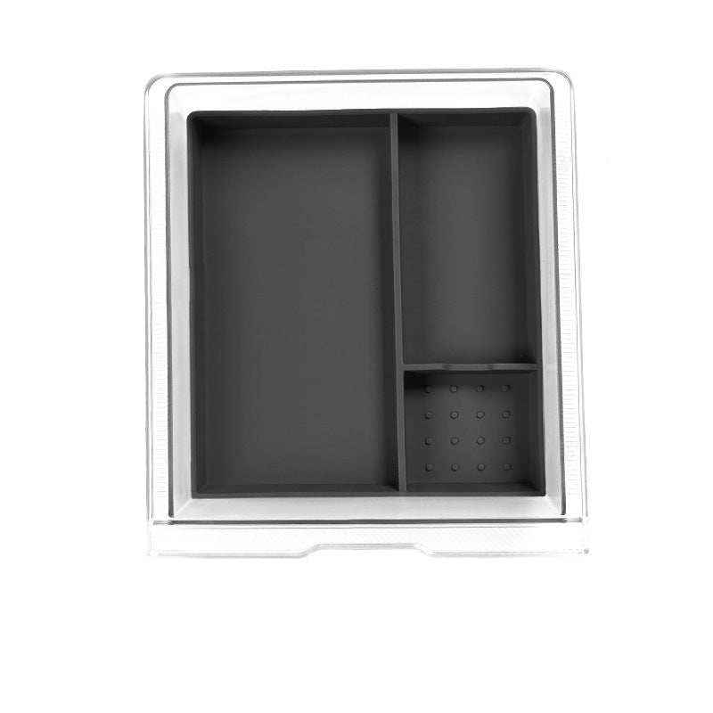 Centre Front Storage Box for Tesla Model 3 Highland & New Model Y Transparent box + black mat