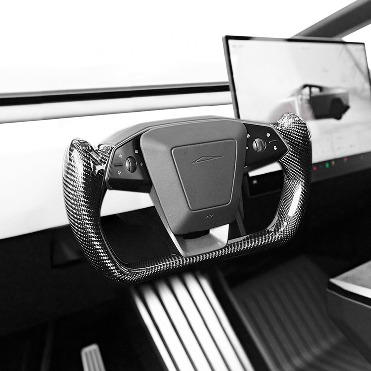 Carbon Fiber Yoke Steering Wheel for Cybertruck - Teskay