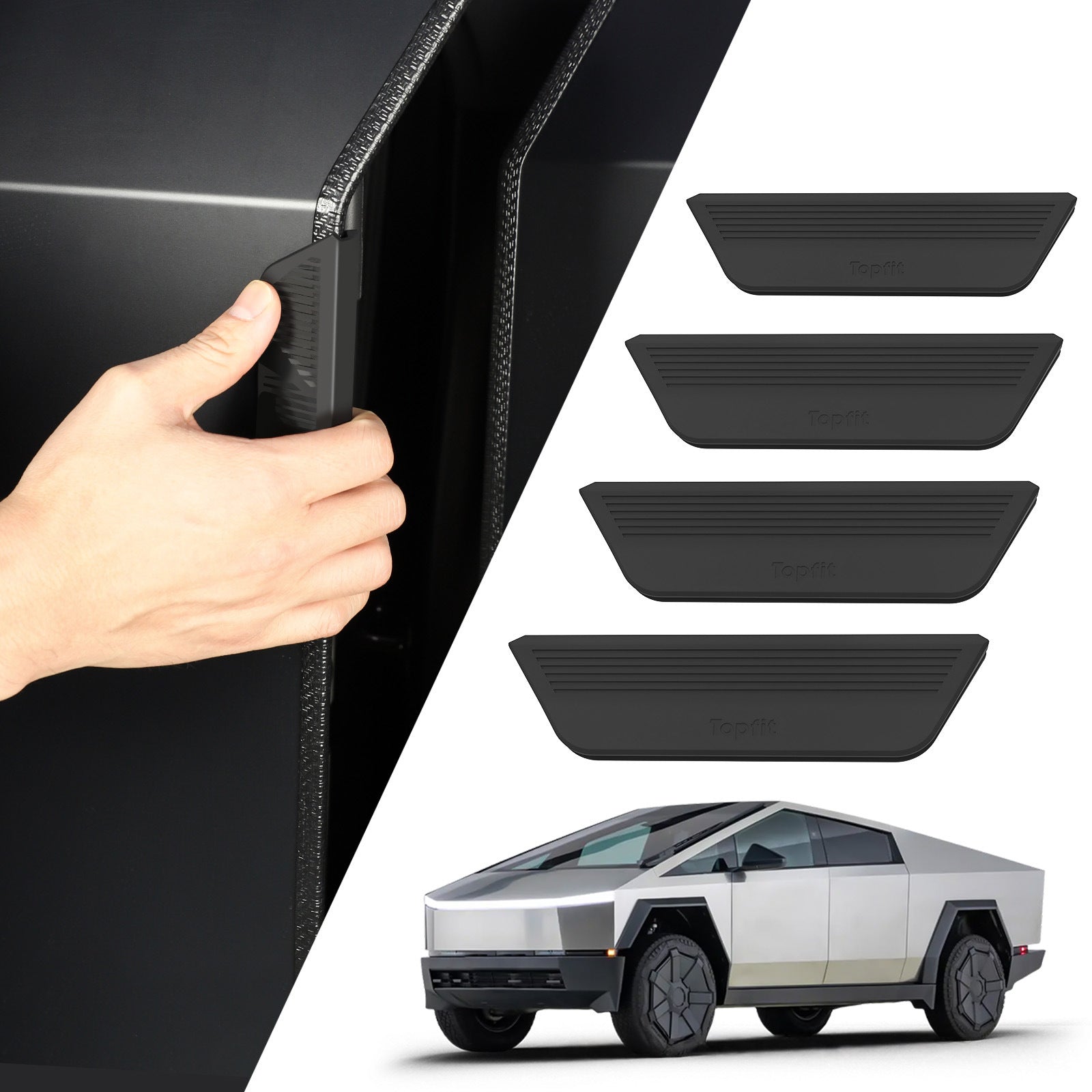 4-Pack Black Silicone Armrest Pads for Cybertruck - Teskay