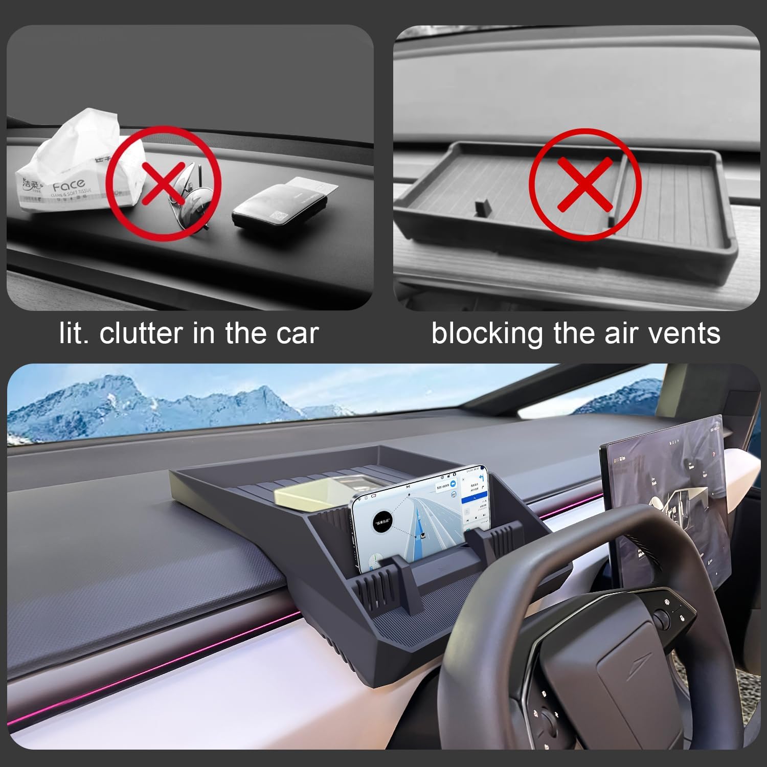 Dashboard Storage Box for Tesla Cybertruck - Teskay