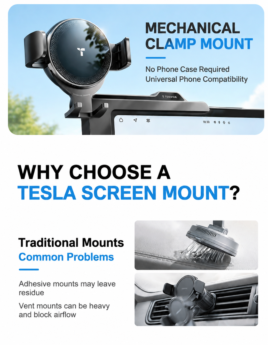 TESKAY Screen-Edge Phone Mount for Tesla
