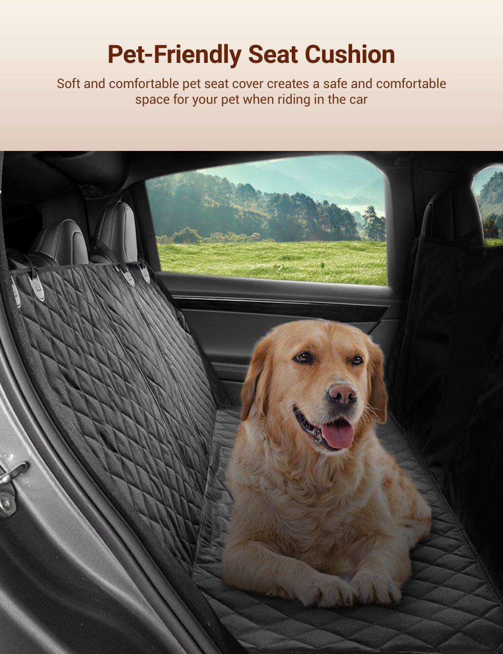 Dog Seat Cover With Double Zipper for Model 3/Y/S/X/Cybertruck - Teskay