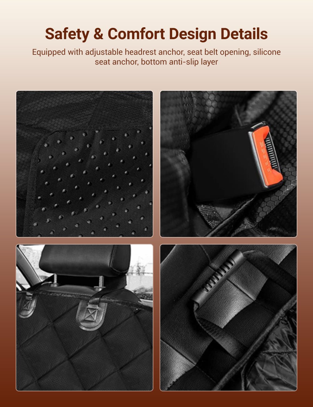 Dog Seat Cover With Double Zipper for Model 3/Y/S/X/Cybertruck - Teskay