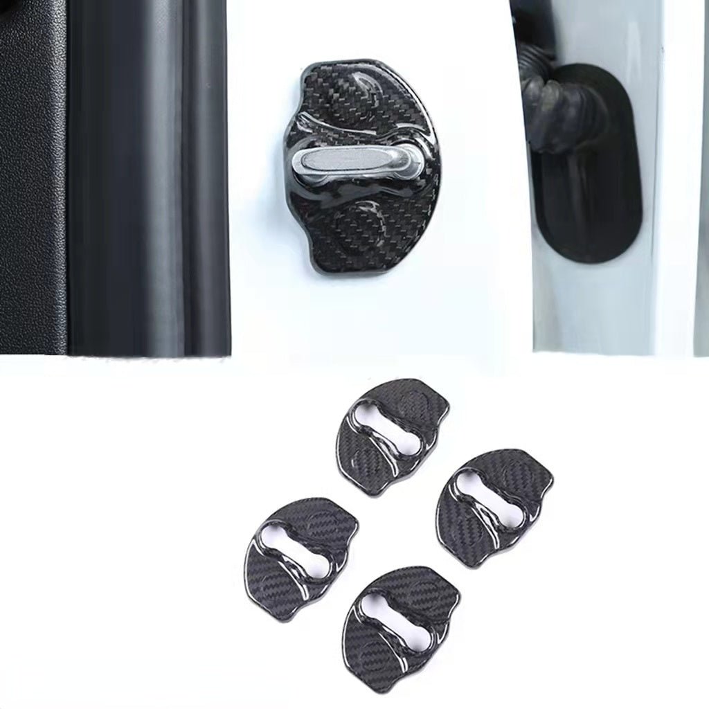 Real Dry Carbon Fiber Door Lock Cover for Tesla Model 3 & Model Y - Teskay