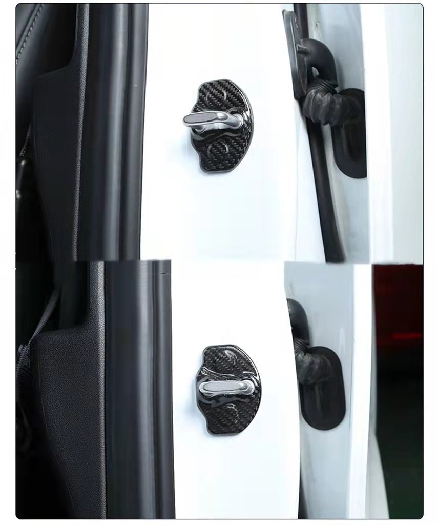 Real Dry Carbon Fiber Door Lock Cover for Tesla Model 3 & Model Y - Teskay