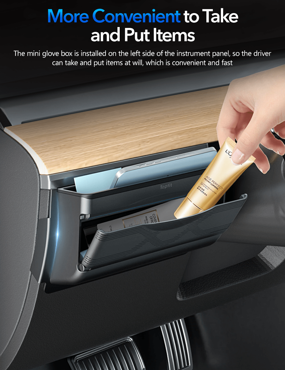 Driver Mini Glove Box for Tesla Model 3 & Model Y