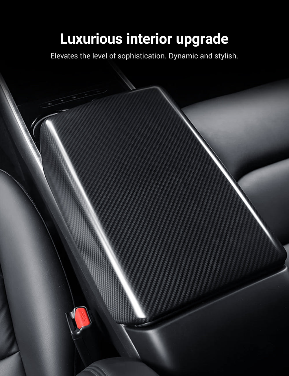 Dry Carbon Fiber Armrest Box Trim Cover for Tesla Cybertrunk