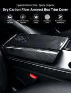 Dry Carbon Fiber Armrest Box Trim Cover for Tesla Cybertrunk