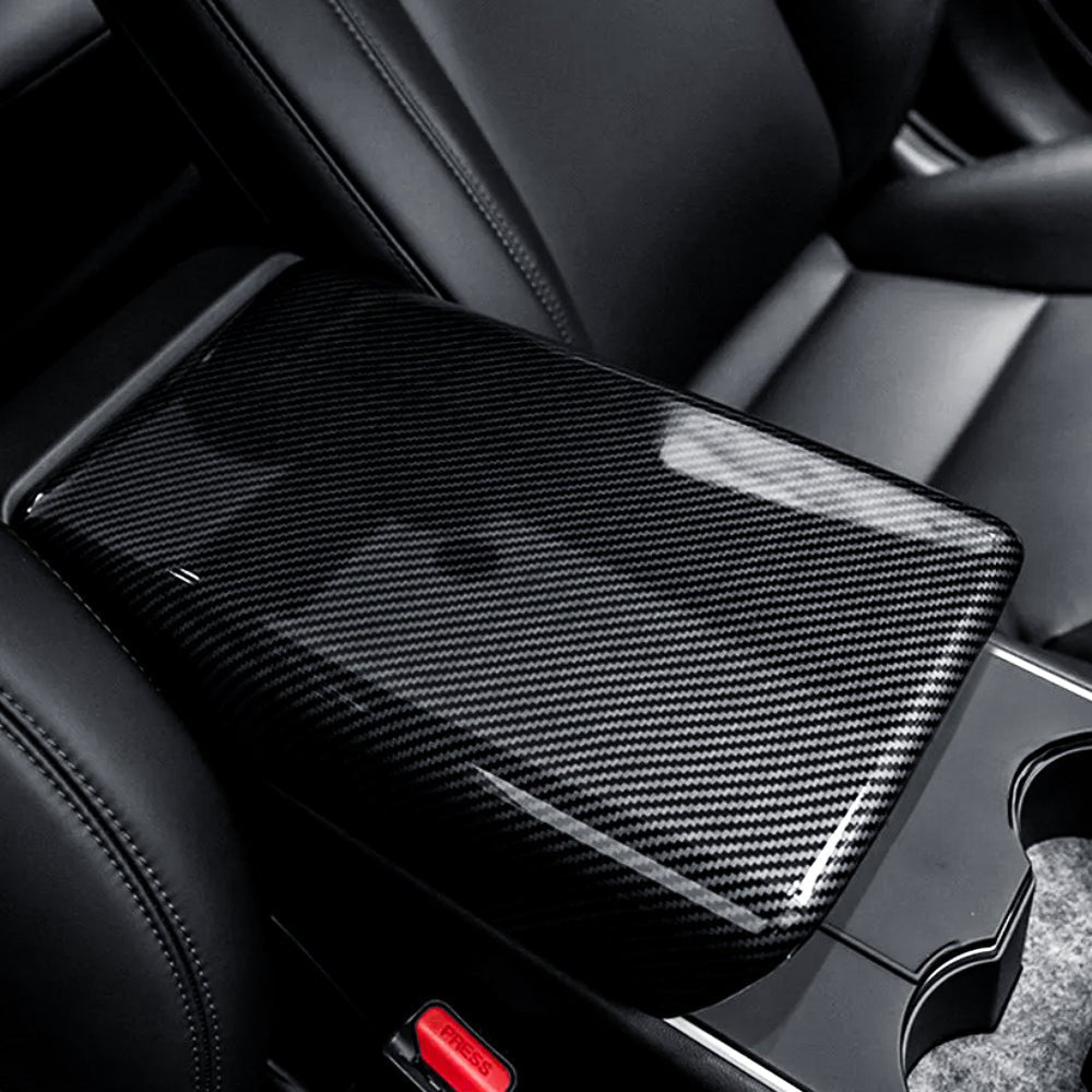 Dry Carbon Fiber Armrest Box Trim Cover for Tesla Cybertrunk