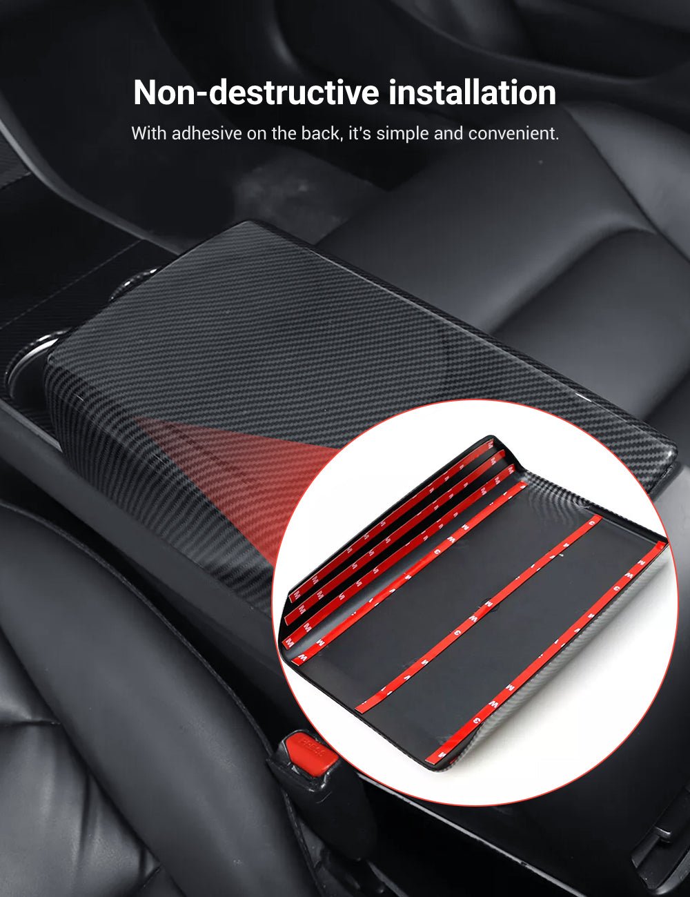 Dry Carbon Fiber Armrest Box Trim Cover for Tesla Cybertrunk