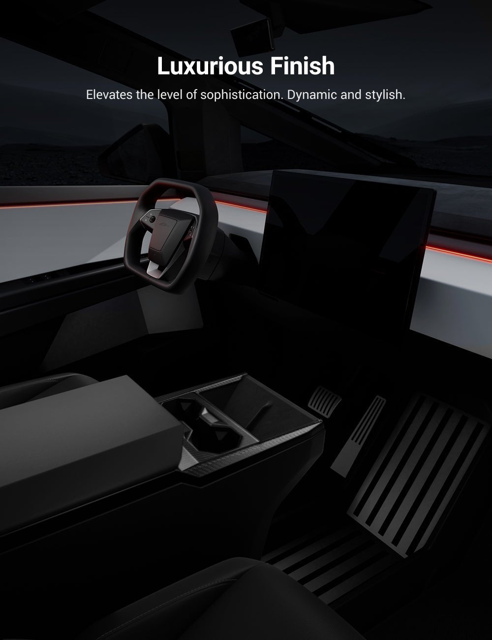 Dry Carbon Fiber Center Console Cup Holder for Tesla Cybertruck - Teskay