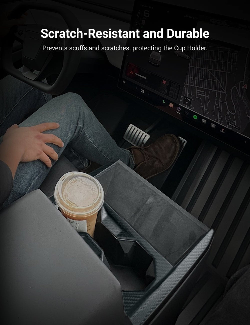 Dry Carbon Fiber Center Console Cup Holder for Tesla Cybertruck - Teskay