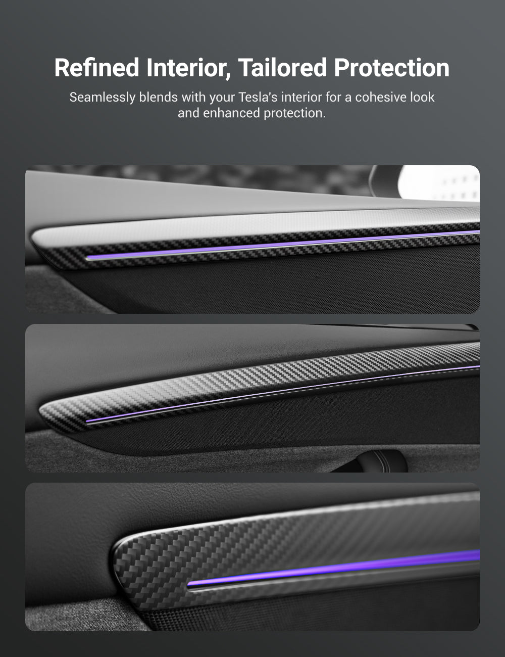 Dry Carbon Fiber Door Trim Cover for Tesla Model Y Juniper - Teskay