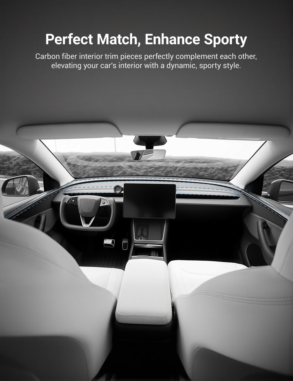 Dry Carbon Fiber Door Trim Cover for Tesla Model Y Juniper - Teskay