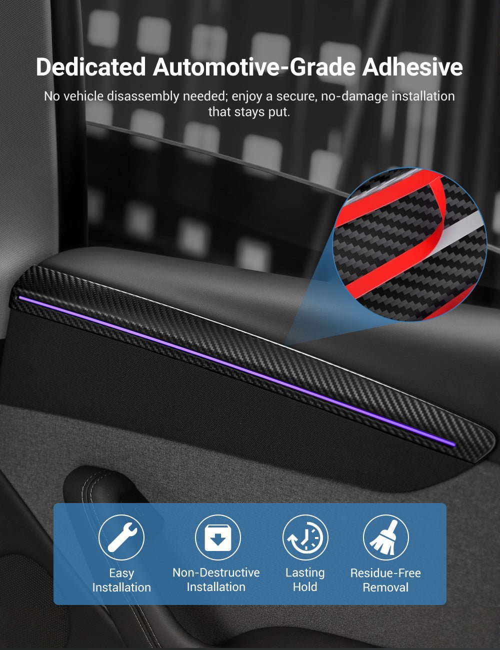 Dry Carbon Fiber Door Trim Cover for Tesla Model Y Juniper - Teskay