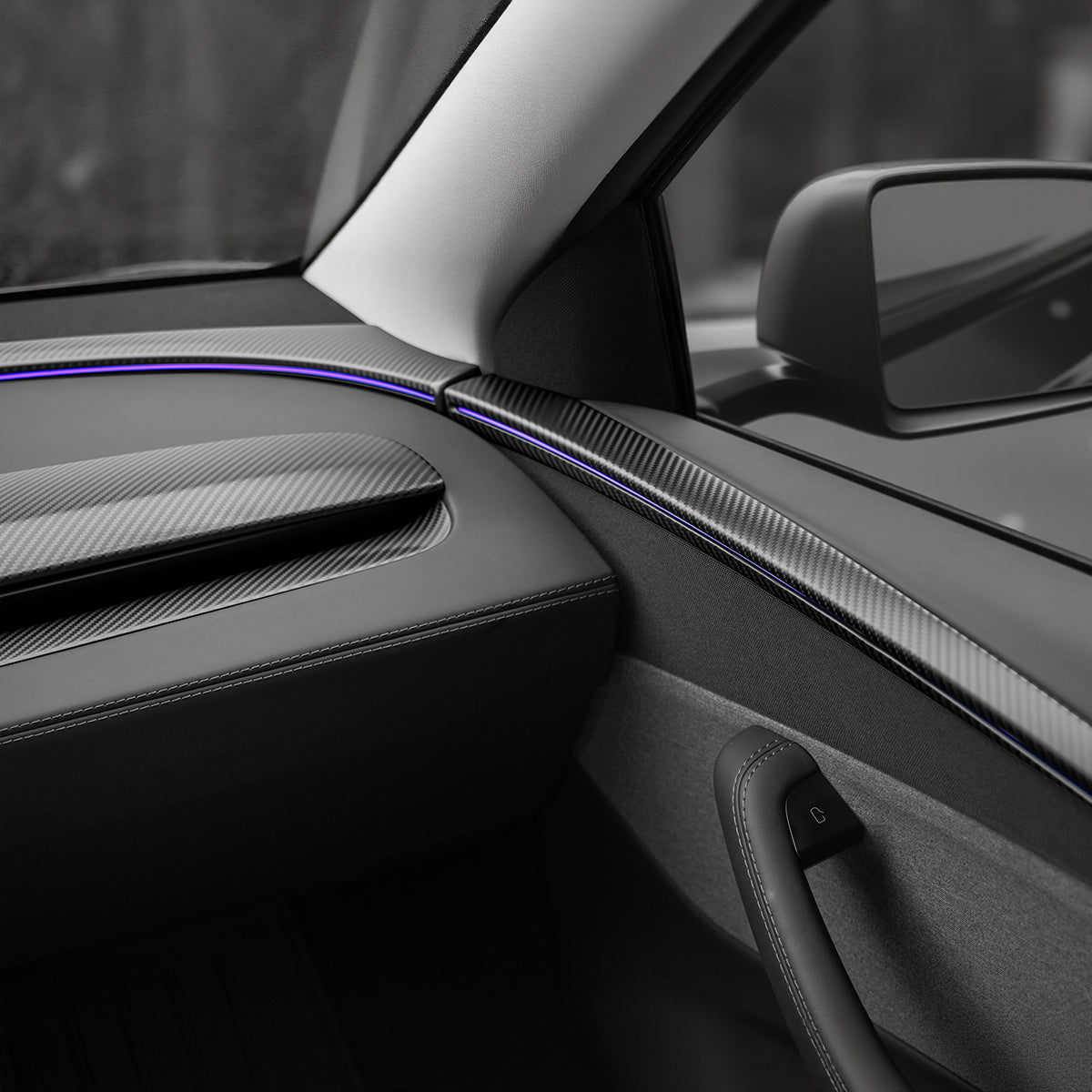 Dry Carbon Fiber Door Trim Cover for Tesla Model Y Juniper - Teskay