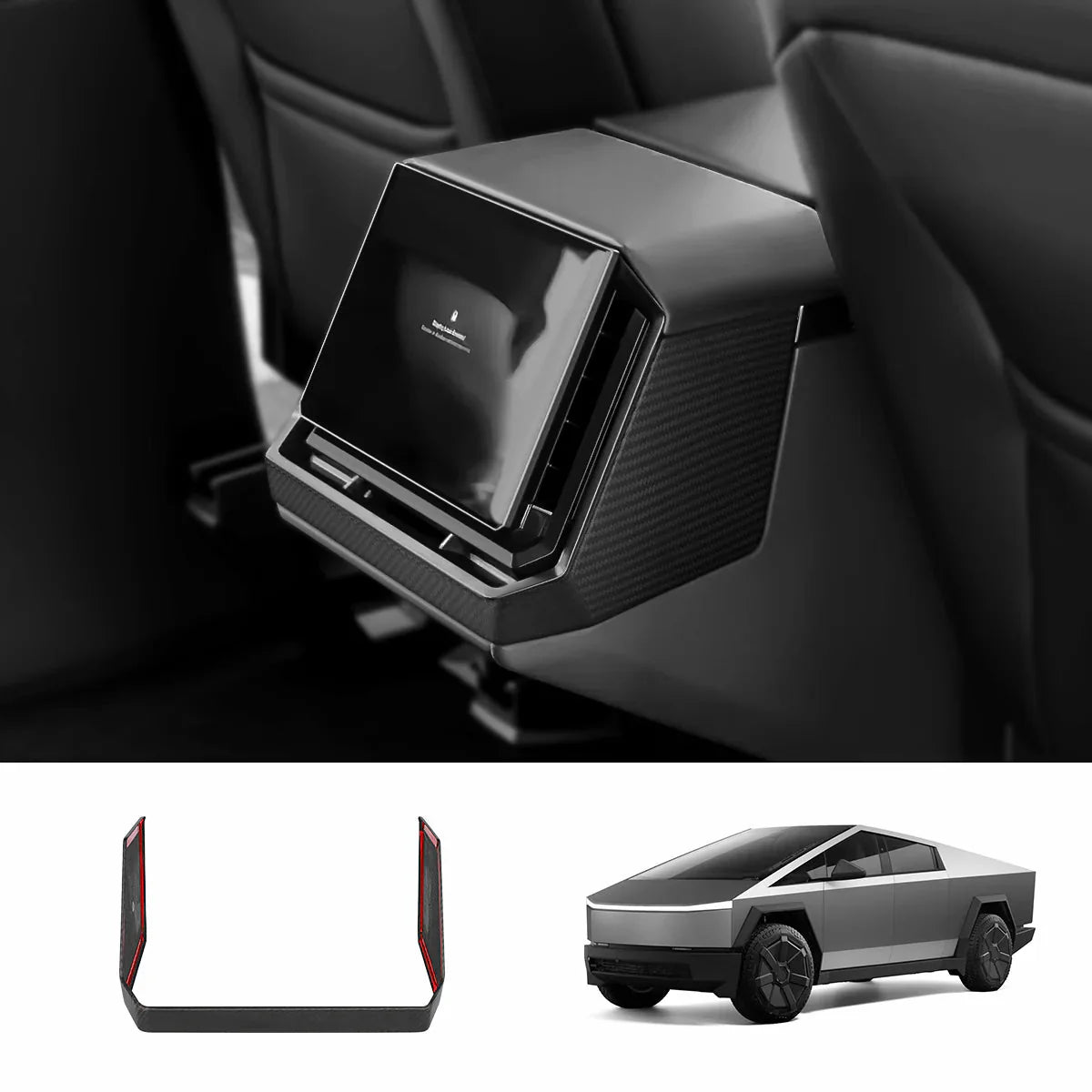 Dry Carbon Fiber Rear Screen Frame Cover / Frame Full Wrap for Tesla Cybertruck - Teskay