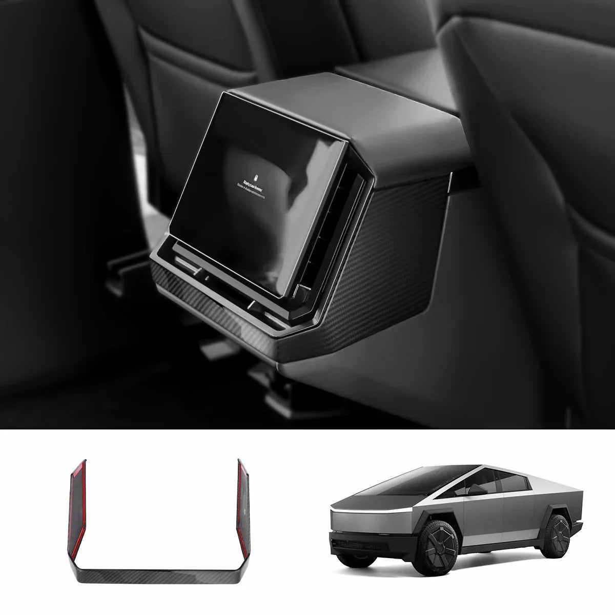 Dry Carbon Fiber Rear Screen Frame Cover / Frame Full Wrap for Tesla Cybertruck - Teskay