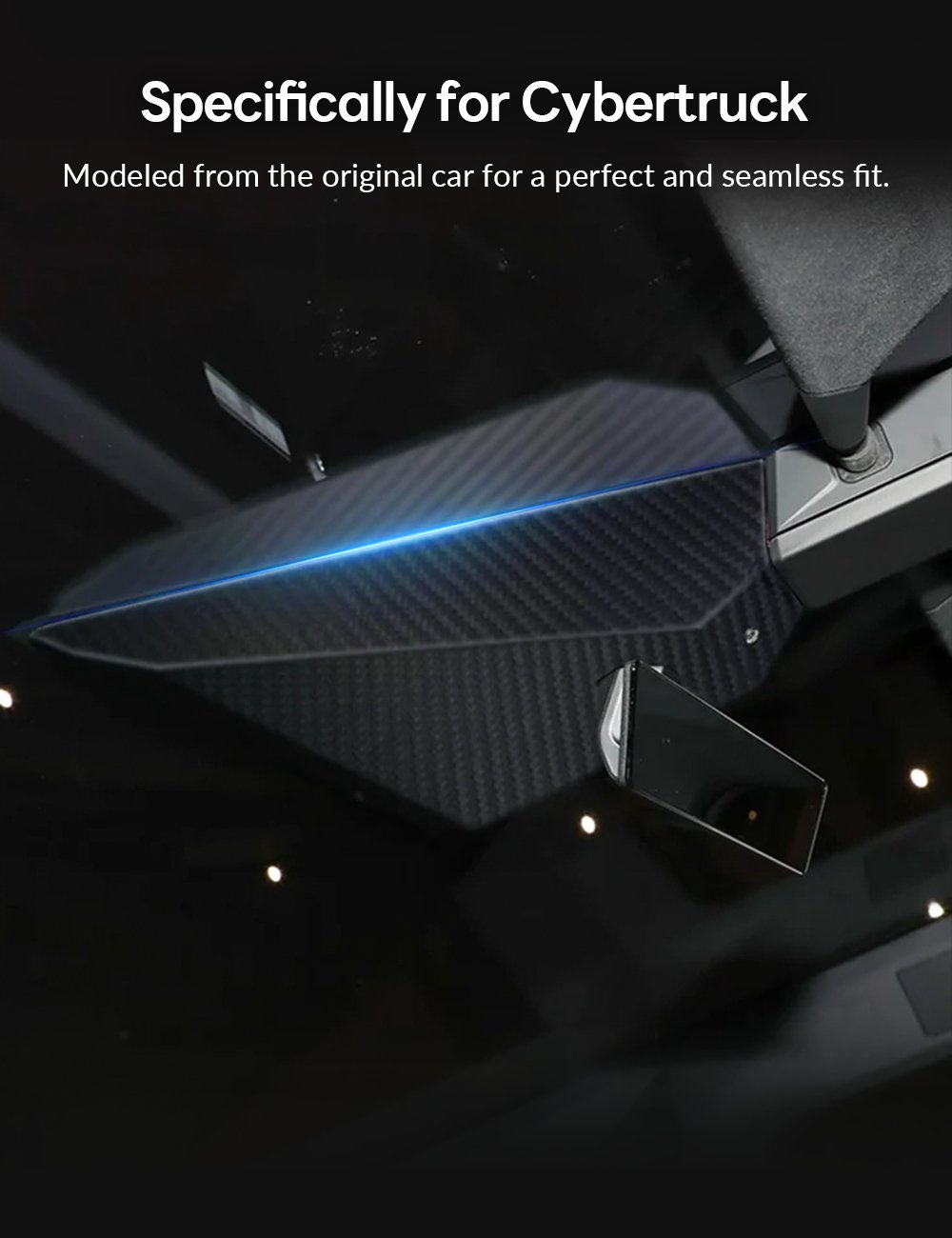 Cybertruck carbon fiber warning light cover - Teskay5
