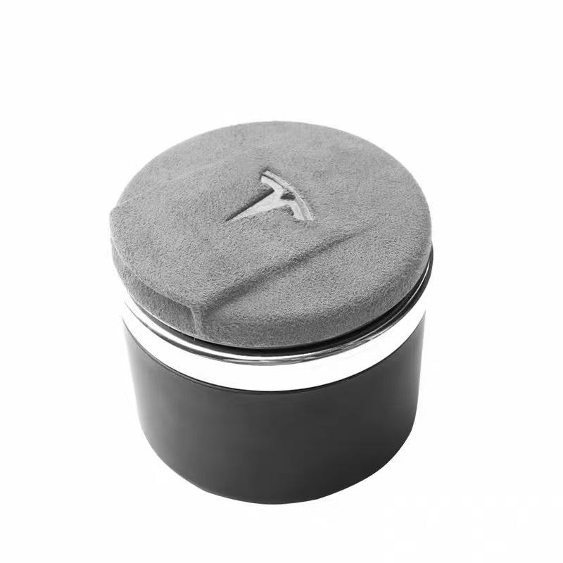 Cup Holder Suede Ashtray for All Tesla Gray