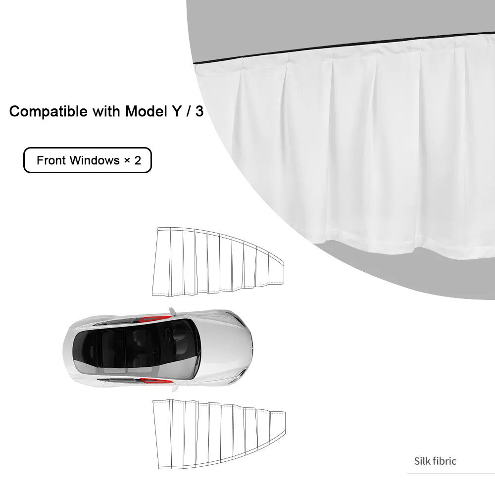 Retractable Ice Silk Side Window Sunshade Curtains for Tesla Model 3 & Y