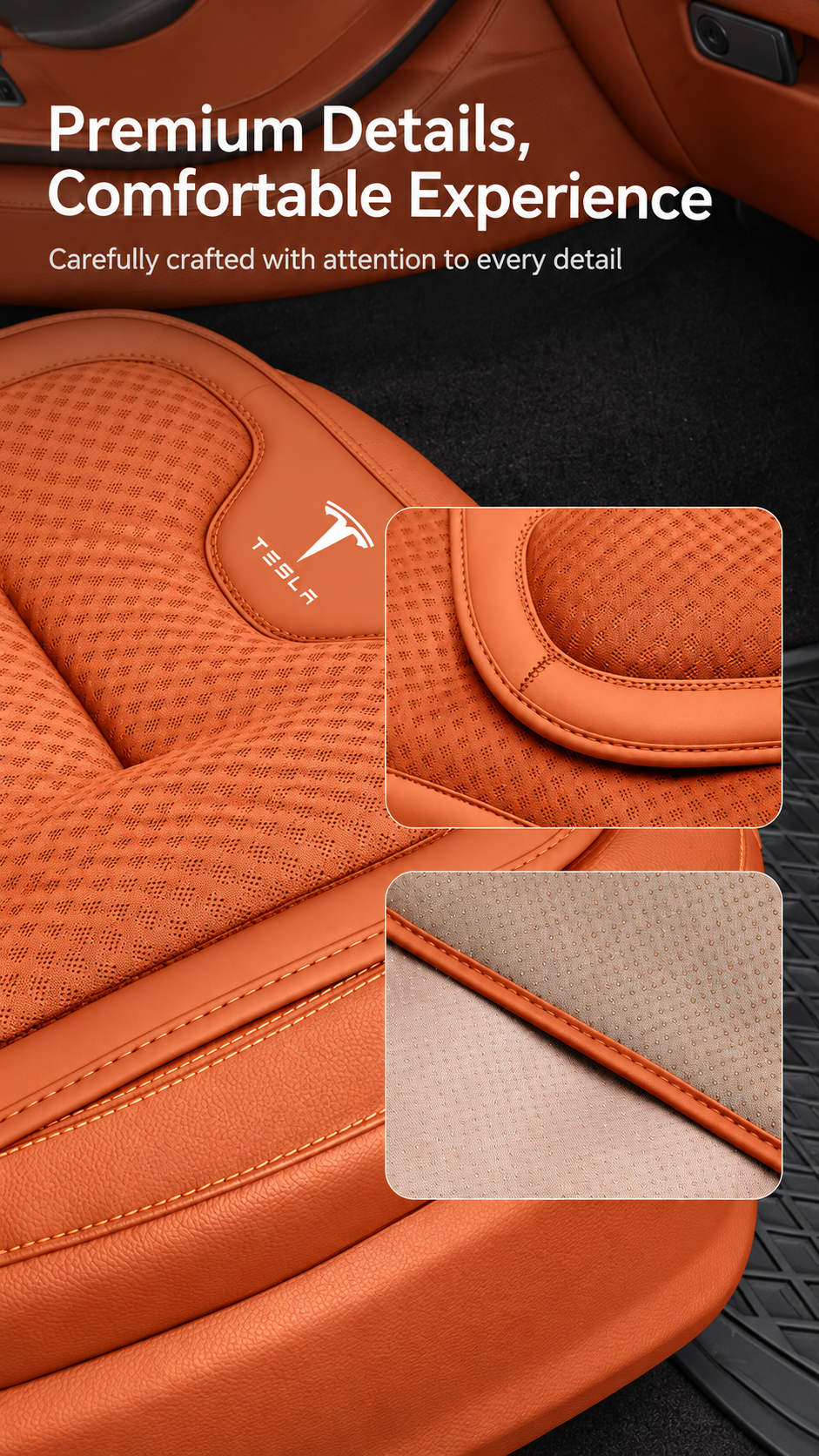 Tesla Model 3/Y/S/X/YL Cooling Ice Silk Seat Cushions – Breathable All-Season