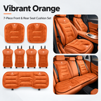 Winter Warm Flannel Seat Cushions & Backrest Covers for Tesla Model 3/Y/YL/S/X – Soft, Comfortable & Non-Slip orange 7-piece set for front and rear rows