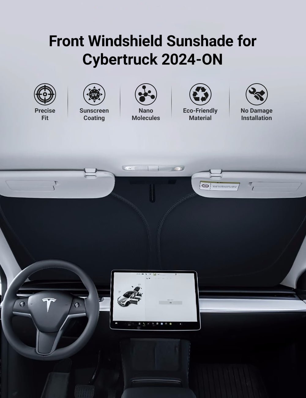 Front Windshield Sunshade for Tesla Cybertruck - Teskay