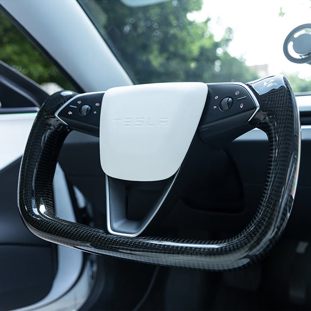 Full Carbon Fiber Yoke Steering Wheel for Tesla Model 3 Highland & Model Y Juniper - Teskay