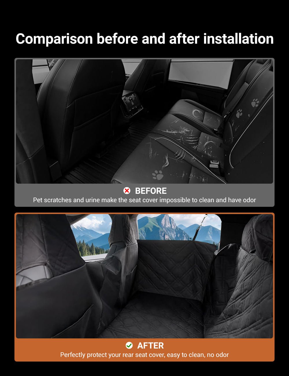 Full-Cover Rear Dog Seat Cover for Tesla Cybertruck - Teskay