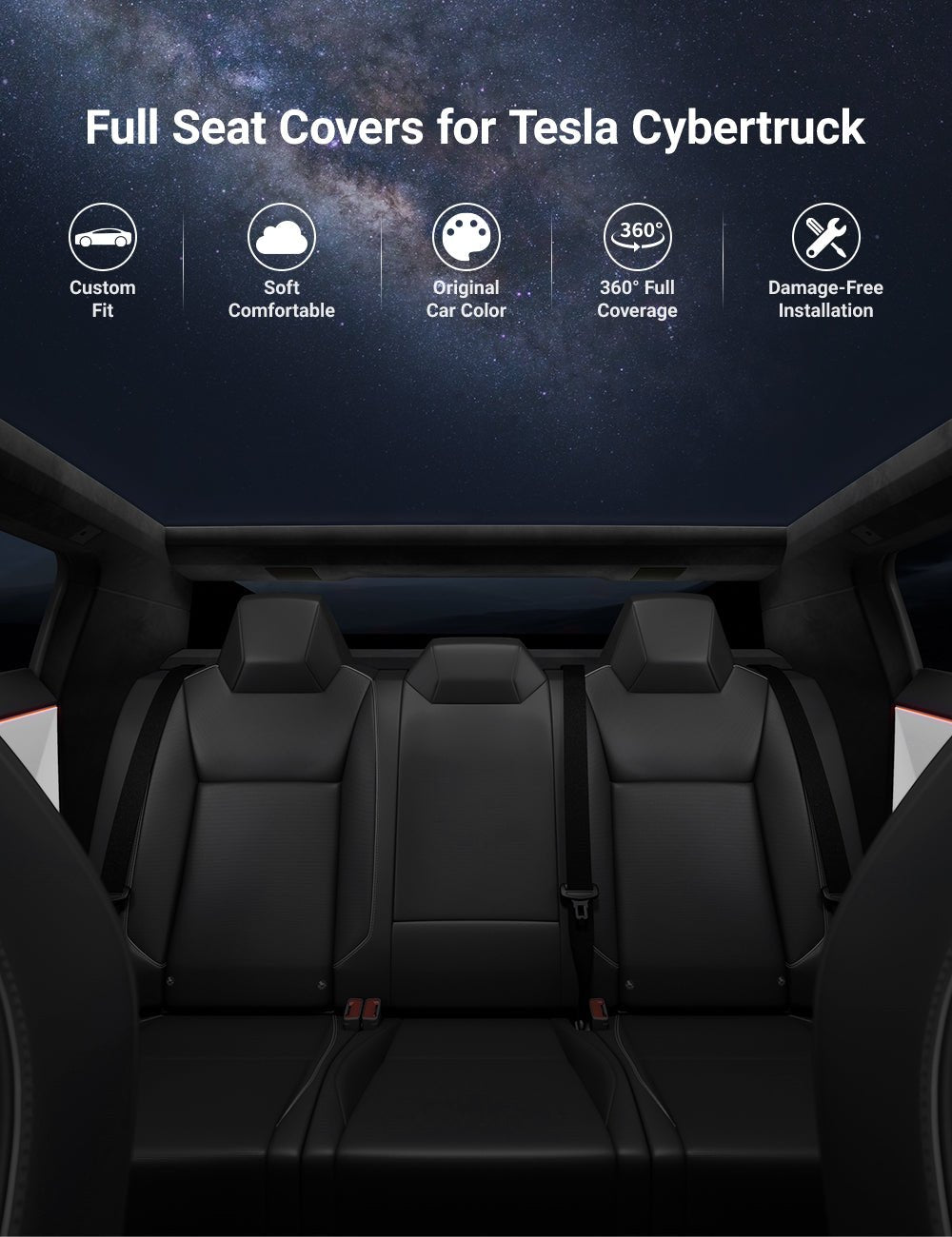 Full Leather Seat Covers for Tesla Cybertruck (10 PCS) - Teskay