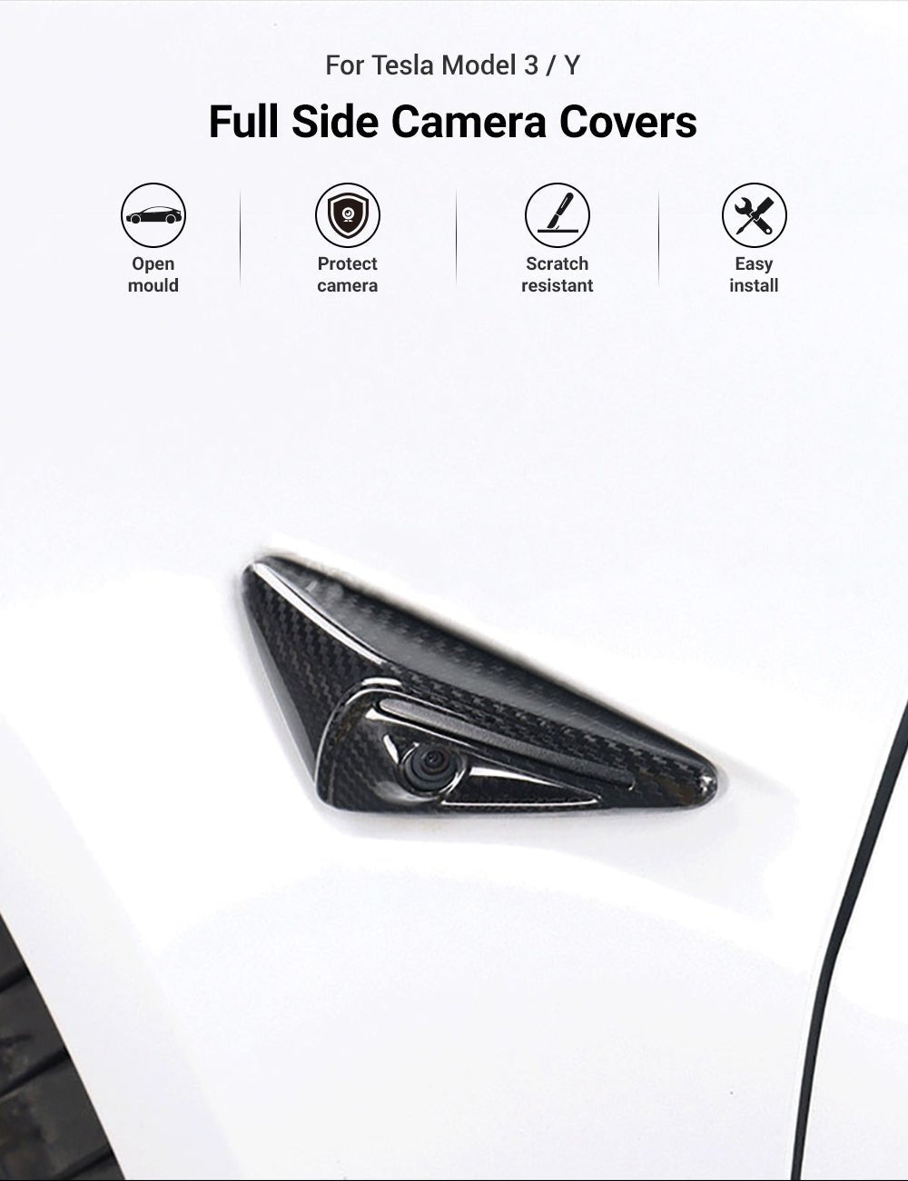 Tesla Model 3/Y Full Carbon Fiber Side Camera Covers - Teskay