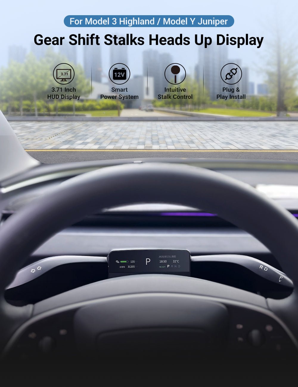 Gear Shift Stalks Heads Up Display for Tesla Model 3 Highland / Model Y Juniper - Teskay