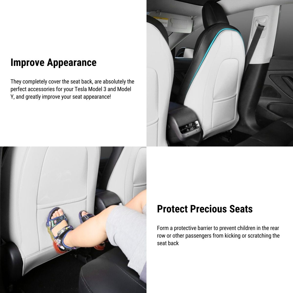 Lattice Leather Seat Back Protector for Tesla Model 3 & Model Y - Teskay