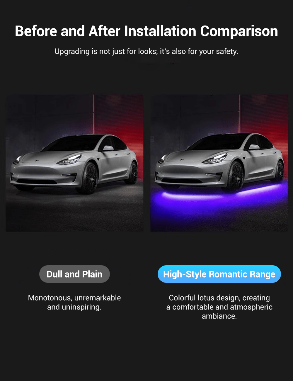 LED Chassis Ambient Lights for Tesla Model 3/Y (4PCS)