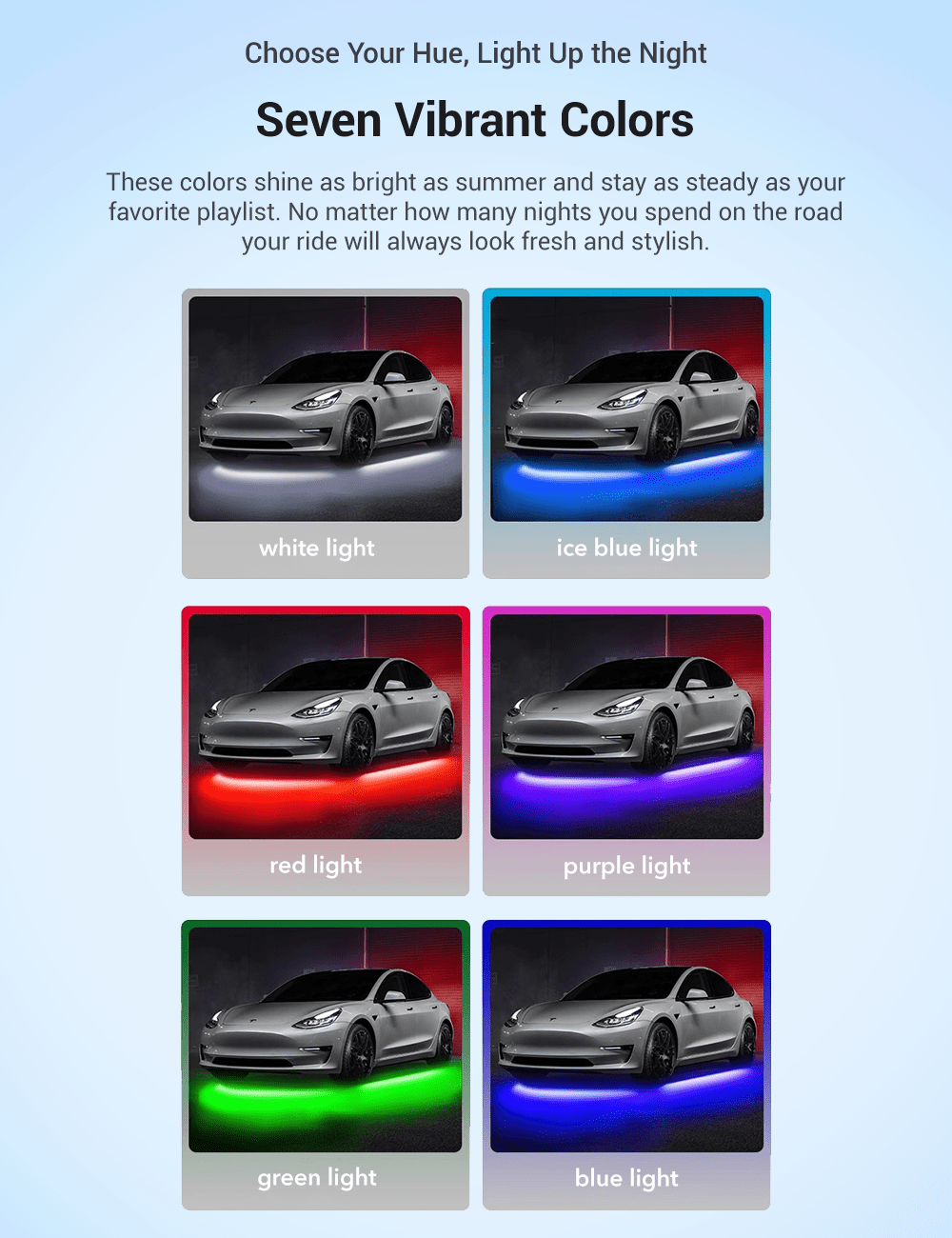 LED Chassis Ambient Lights for Tesla Model 3/Y (4PCS)