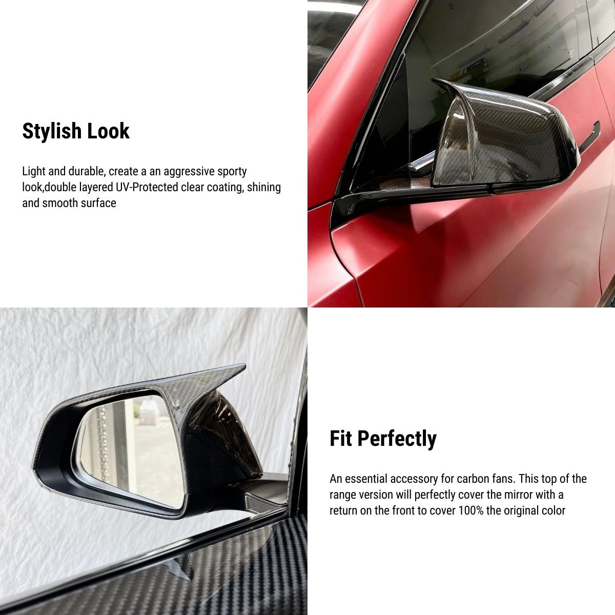 Carbon Fiber Sporty Mirror Caps for Model 3/Y - Teskay