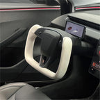Juniper Yoke Plaid Steering Wheel for Model 3 Highland & Model Y（White Leather） - Teskay