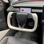 Juniper Yoke Plaid Steering Wheel for Model 3 Highland & Model Y（White Leather） - Teskay