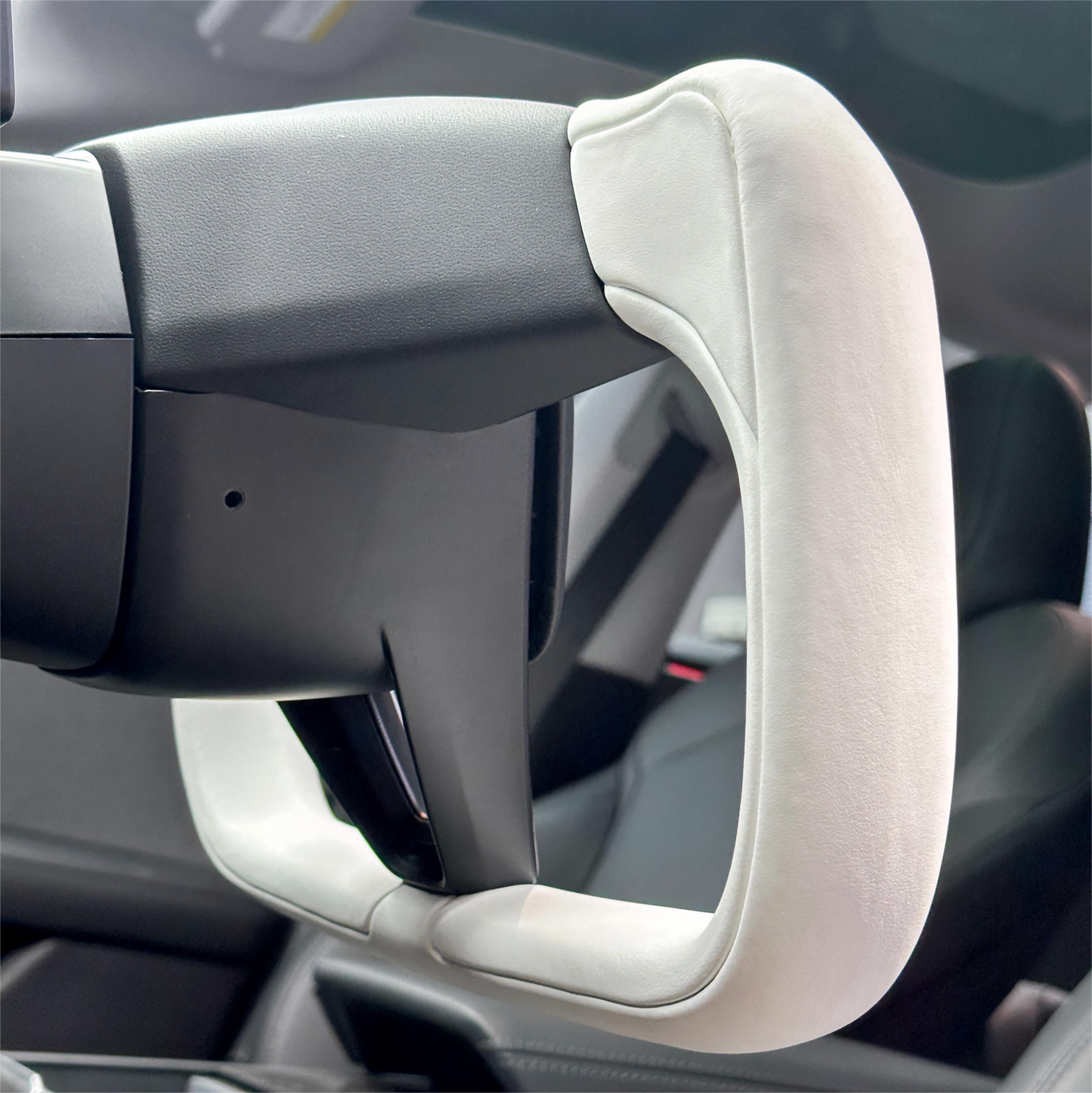 Juniper Yoke Plaid Steering Wheel for Model 3 Highland & Model Y（White Leather） - Teskay