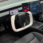 Juniper Yoke Plaid Steering Wheel for Model 3 Highland & Model Y（White Leather） - Teskay