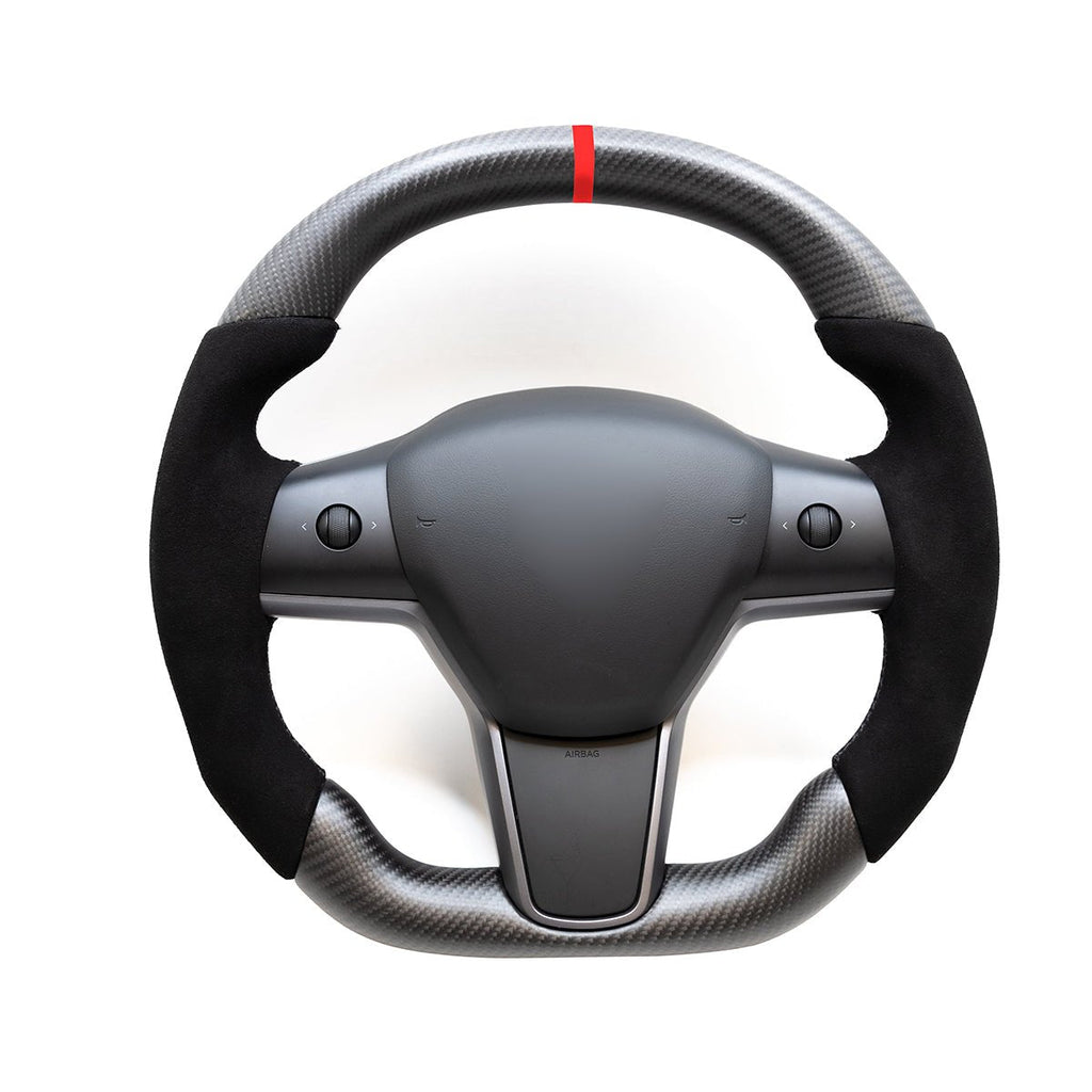 Alcantara Carbon Fiber Steering Wheel for Tesla Model 3 / Y  - Teskay