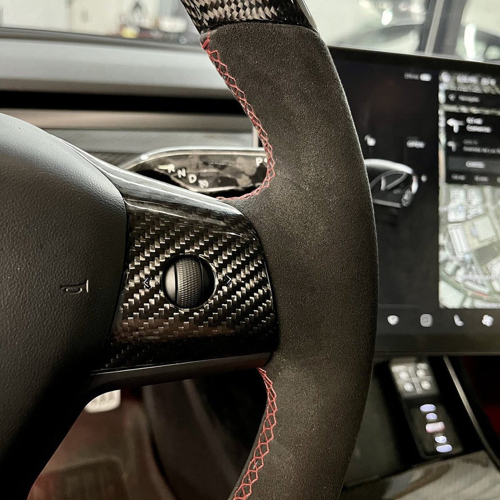 Alcantara Carbon Fiber Steering Wheel for Tesla Model 3 / Y  - Teskay
