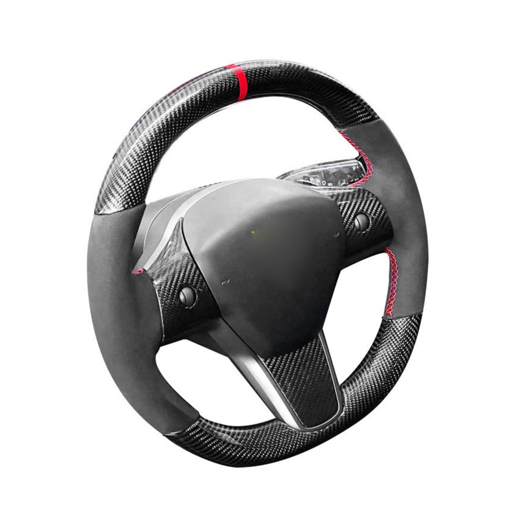 Round Suede Steering Wheel for Model 3 / Y - Teskay