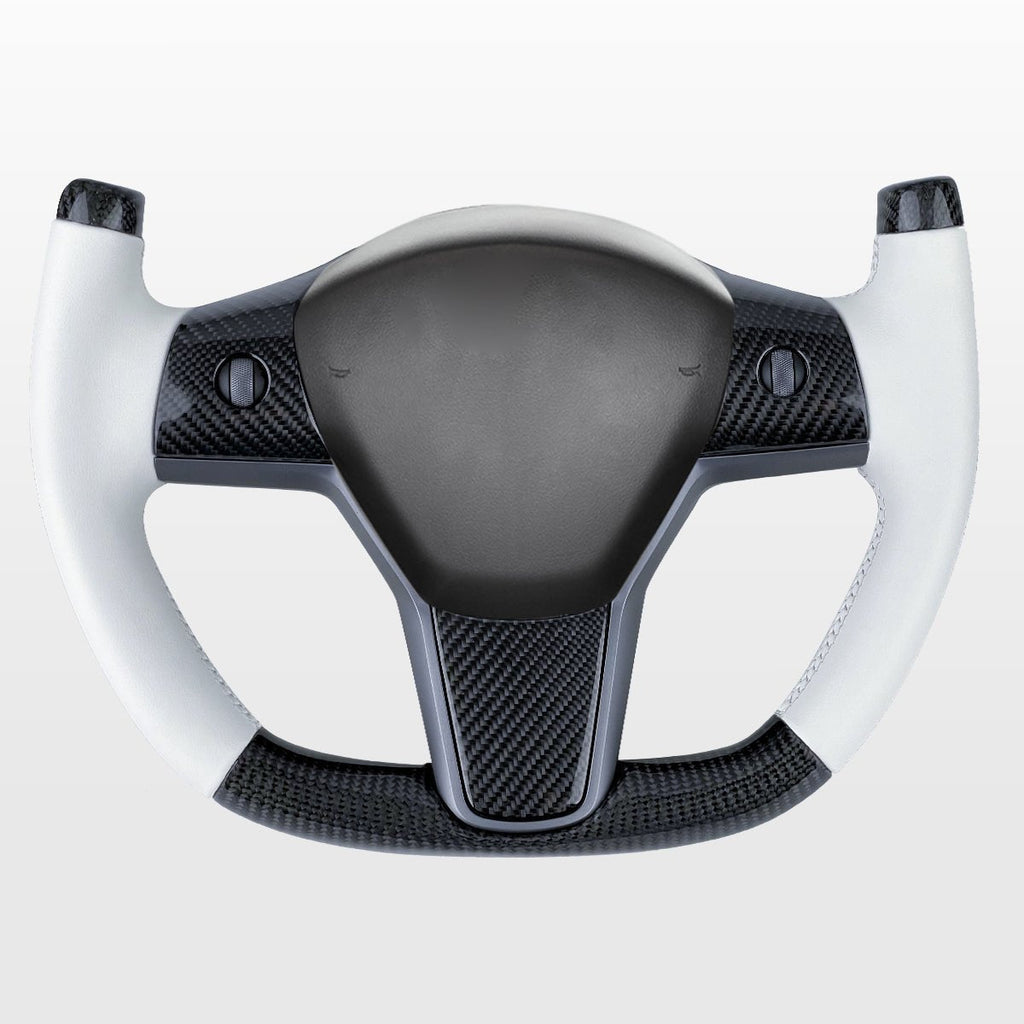Modify Carbon Fiber Yoke-Style Steering Wheel for Tesla Model 3 / Y - Teskay