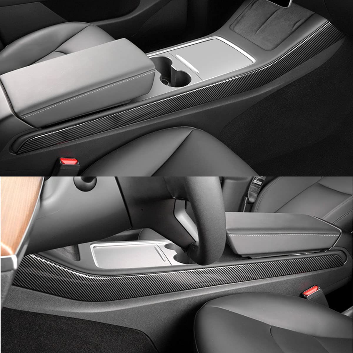 Carbon Fiber Center Console Side Trim for Tesla Model 3/Y - Teskay